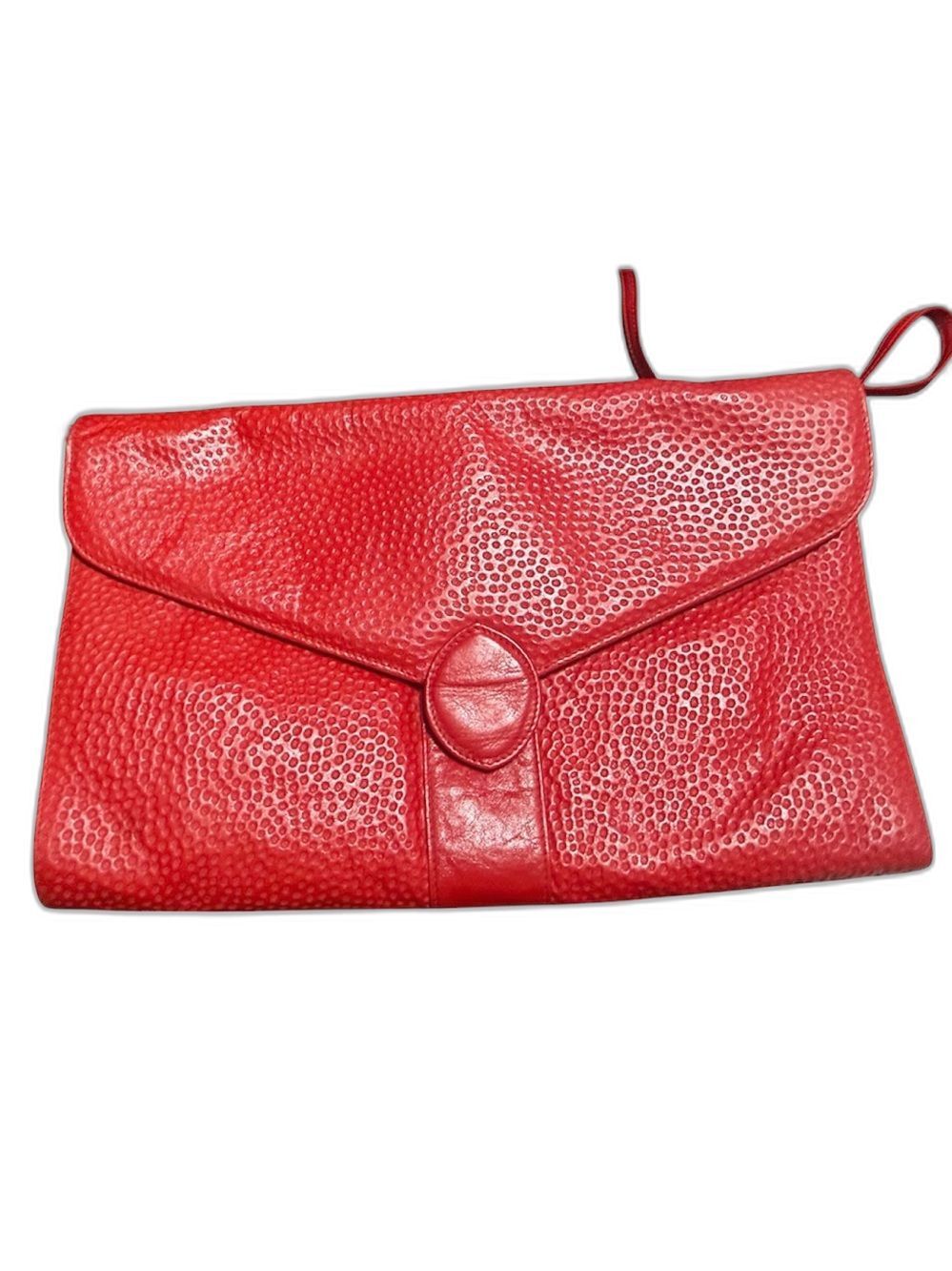 Vintage Battaglia Red Genuine Leather Shoulder Bag Made in Italy